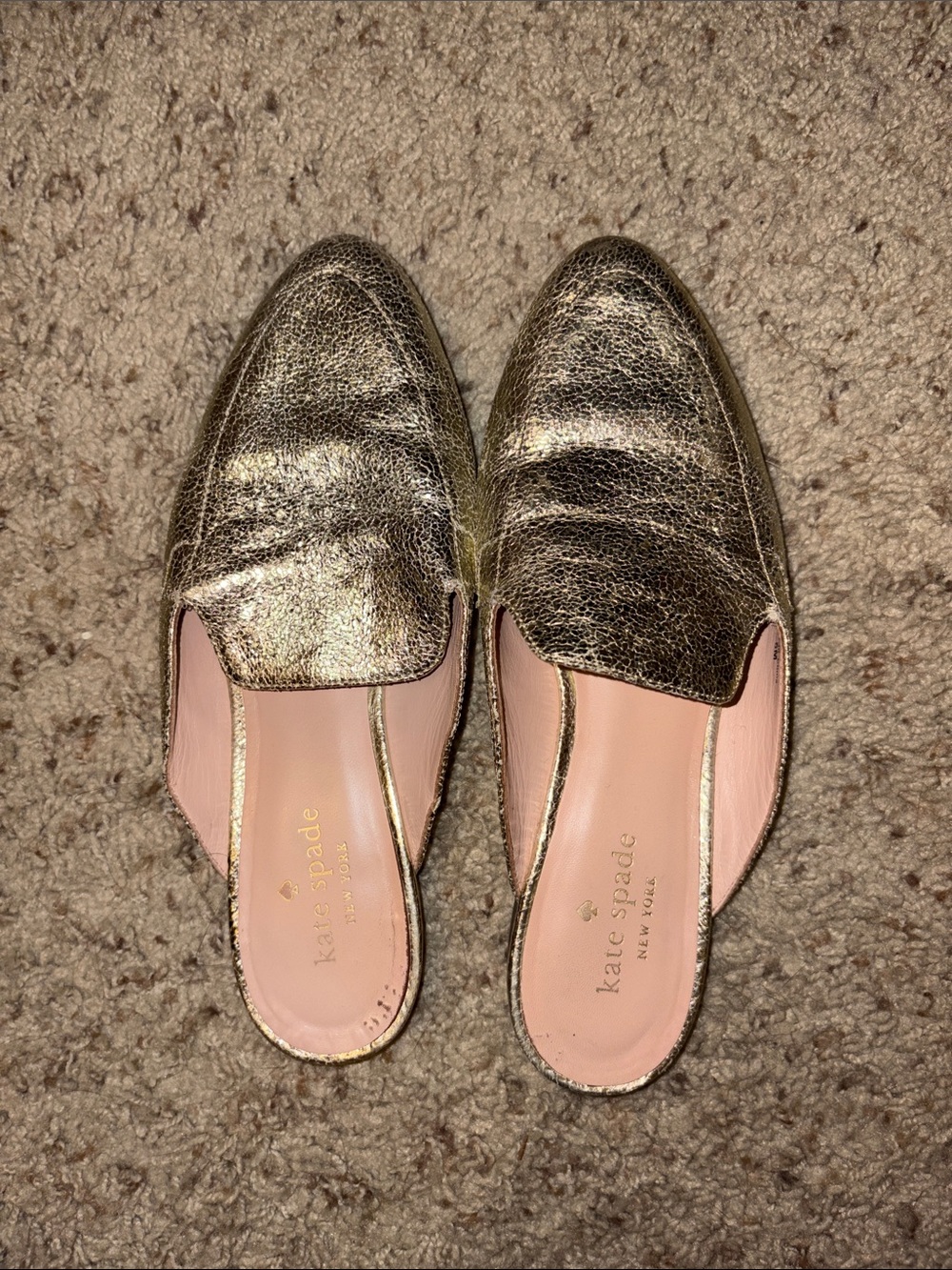 Kate Spade Gold Metallic Mules